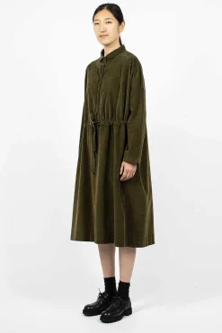 31_195 Collar Drawstring Dress Olive