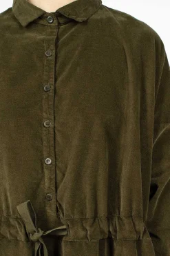 31_195 Collar Drawstring Dress Olive