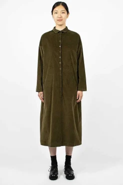 31_198 Velvet Collar Dress Olive