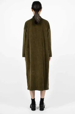31_198 Velvet Collar Dress Olive