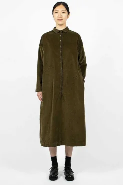 31_198 Velvet Collar Dress Olive