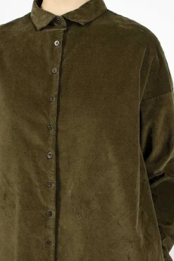 31_198 Velvet Collar Dress Olive