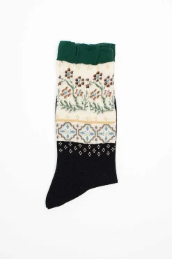 Am-770 Floral Mosaic Socks Black