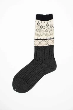 Am-770 Floral Mosaic Socks Charcoal