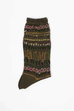 Am-763 Floret Terrace Socks Khaki