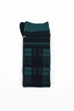 Am-757Ahs Tartan Check Socks Navy