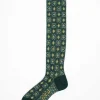 Am-776Hs Flower Grid Socks Green