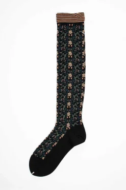Am-774Hs Wall Flower Socks Black