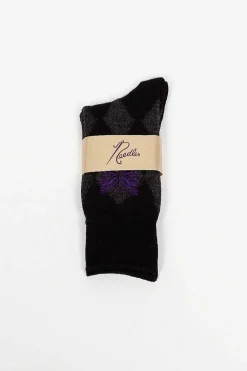 Argyle Jacquard Socks Charcoal
