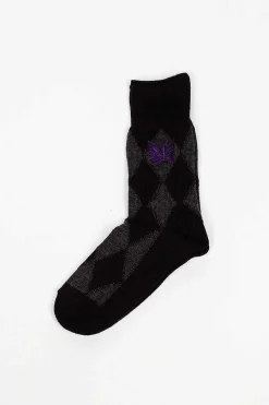 Argyle Jacquard Socks Charcoal
