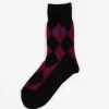 Argyle Jacquard Socks Wine