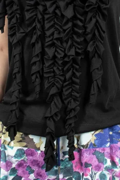 Asymmetric Ruffle Top Black