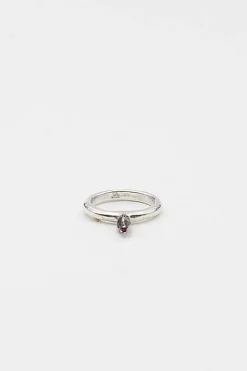 Bar Silver And Ruby Bud Ring