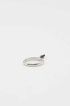 Bar Silver And Ruby Bud Ring