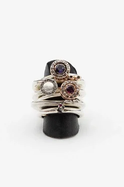 Bar Silver And Ruby Bud Ring
