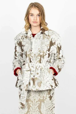 Belted Coat Ecru Tapestry