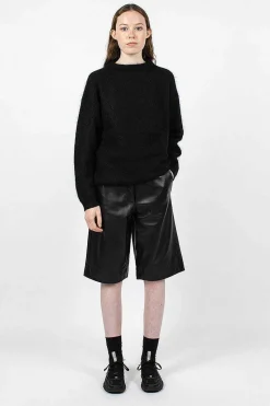 Bermuda Wide Leather Shorts Black