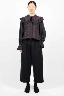 Blossom Gingham Shirt Navy/Brown