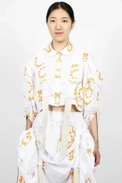 Bow Wreath Slider Shirt White/Clementine