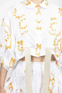 Bow Wreath Slider Shirt White/Clementine