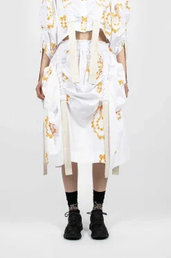 Bow Wreath Slider Skirt White/Clementine