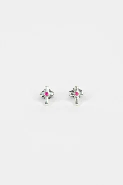 C18 Cross Earrings Ruby