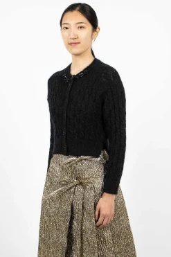 Cable Knit Cardigan Black
