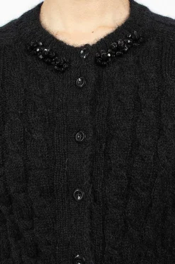 Cable Knit Cardigan Black