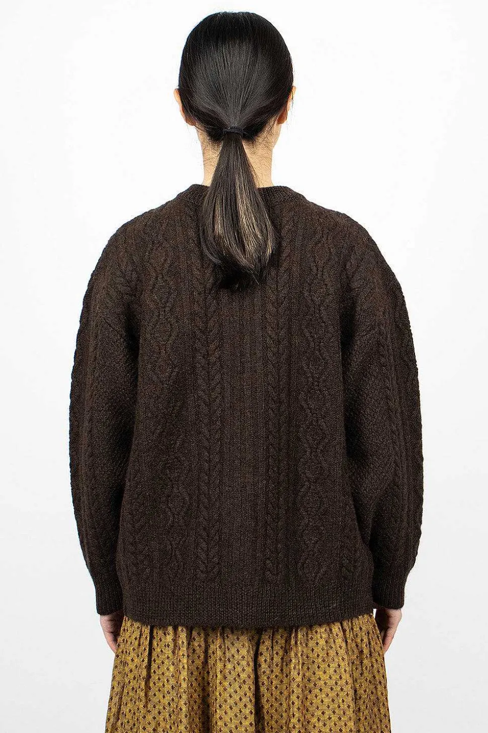 Cable 2Way Cardigan Brown