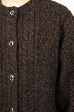 Cable 2Way Cardigan Brown