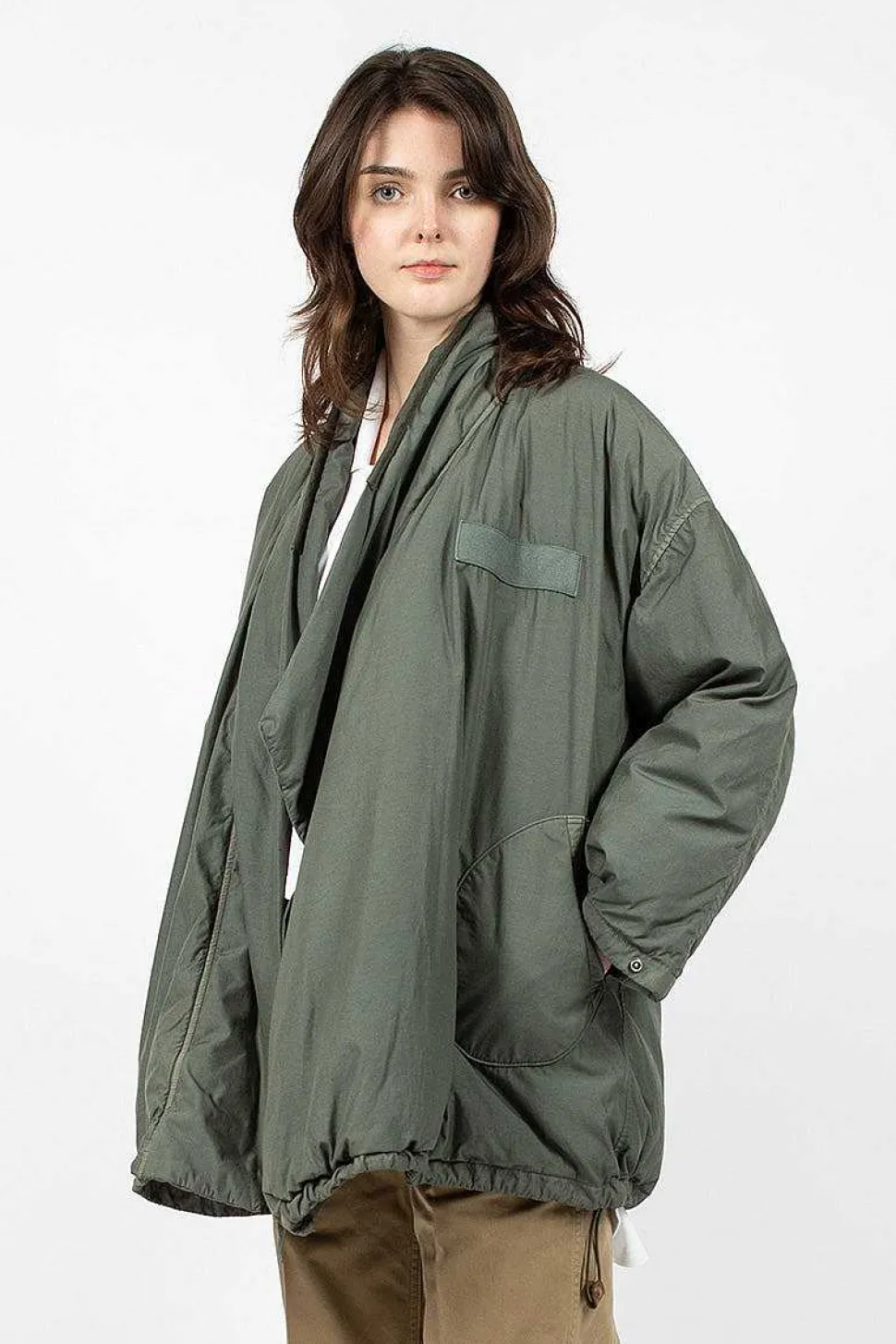 Chamdo Garment Dyed Short Robe Olive