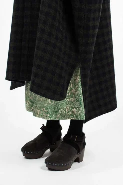 Check Wool Coat Blue Green