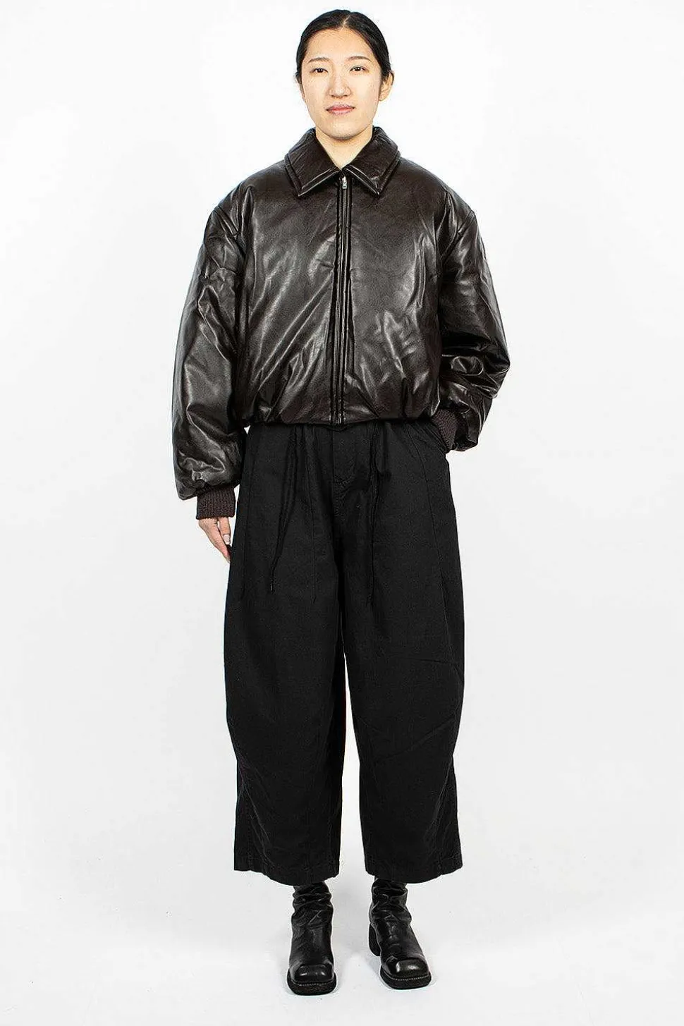 Coated Bomber Jacket Dark Brown