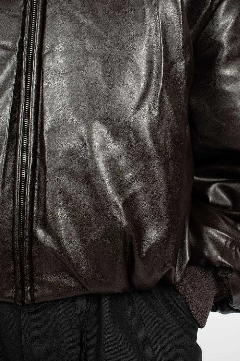 Coated Bomber Jacket Dark Brown