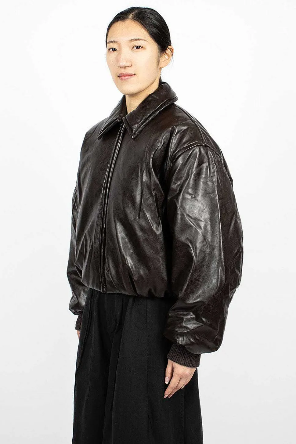 Coated Bomber Jacket Dark Brown