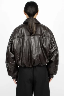 Coated Bomber Jacket Dark Brown
