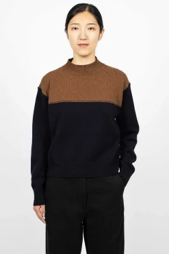Colourblock Jumper Tobacco/Navy