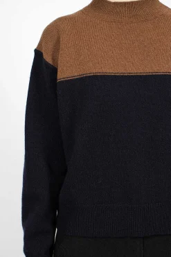 Colourblock Jumper Tobacco/Navy