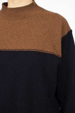 Colourblock Jumper Tobacco/Navy