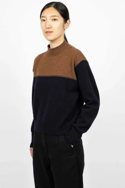 Colourblock Jumper Tobacco/Navy