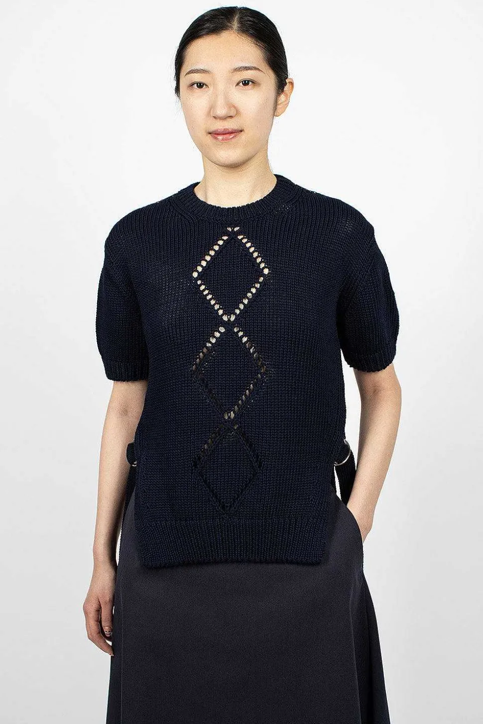 Cotton Knit Top Navy