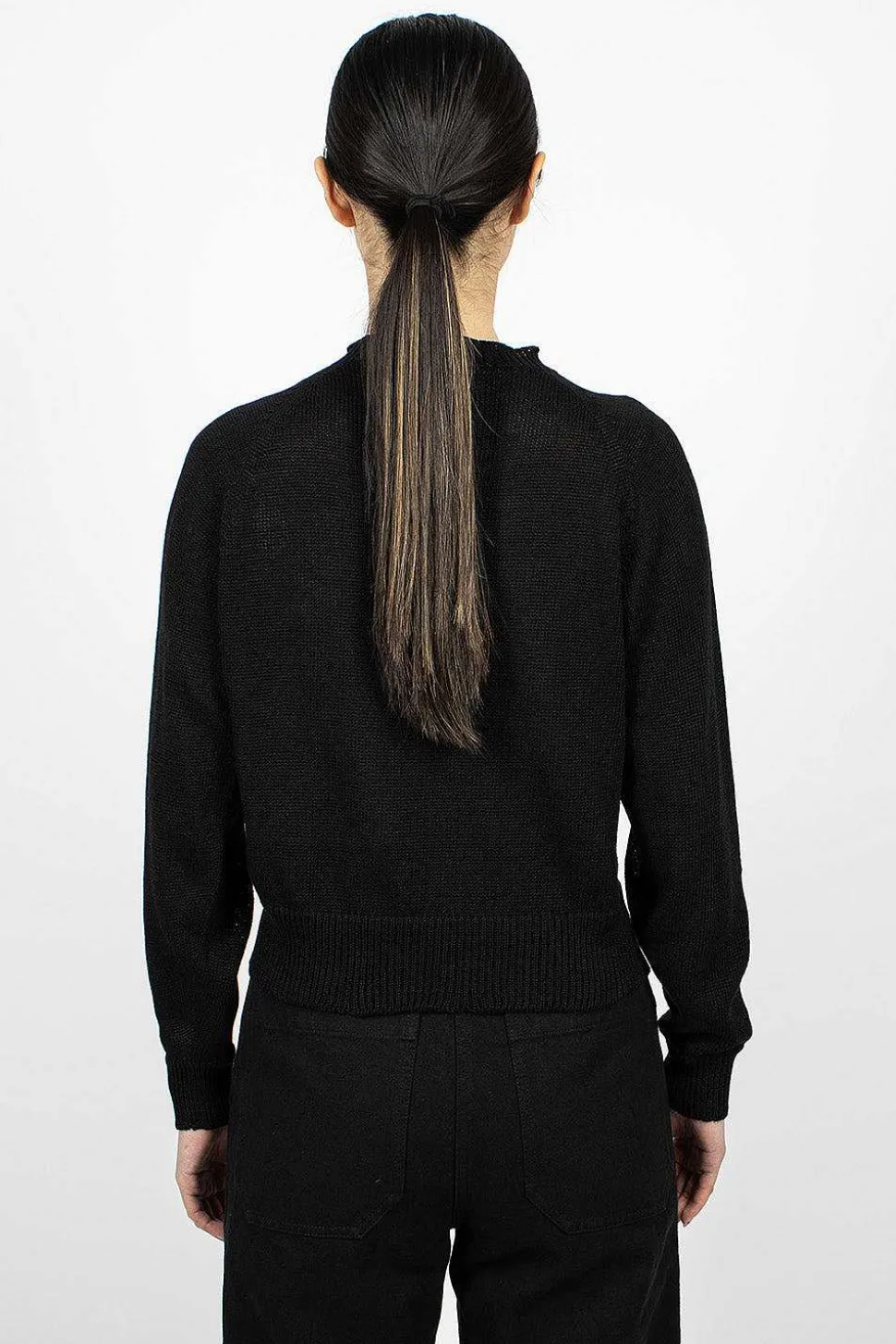 Crew Neck Black Linen/Cotton