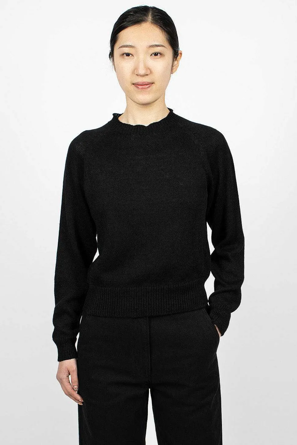 Crew Neck Black Linen/Cotton