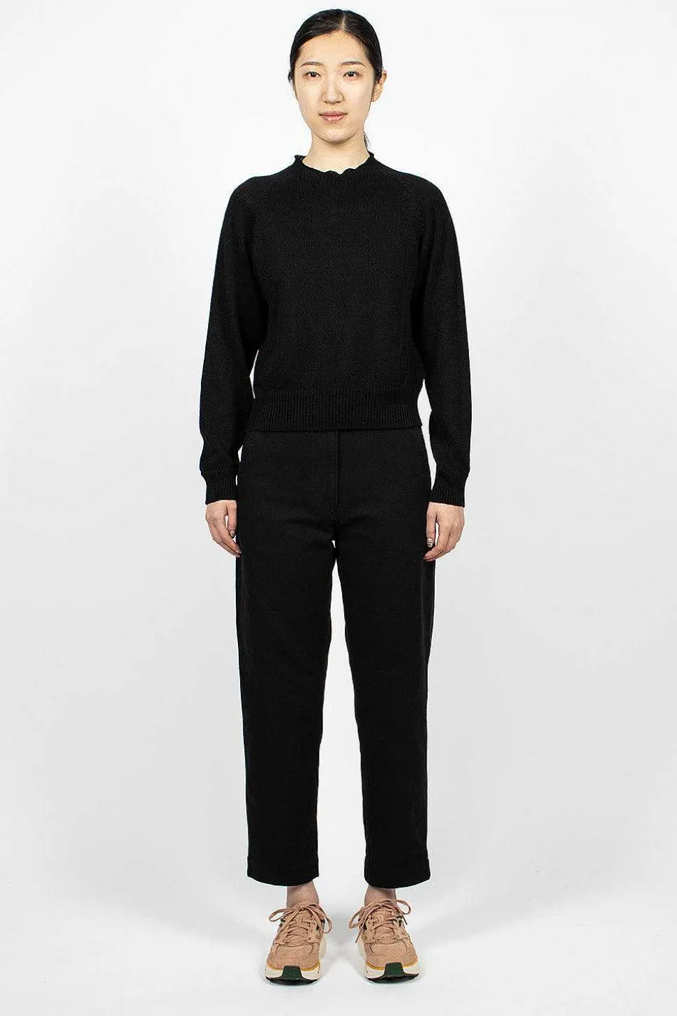 Crew Neck Black Linen/Cotton