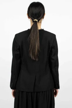 Cut-Off Collar Wool Jacket Black