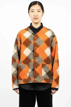 Diamond Knit Cardigan Orange/Olive