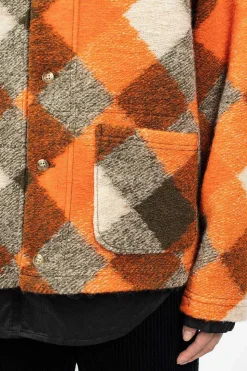 Diamond Knit Cardigan Orange/Olive