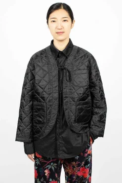 Diamond Quilted Cutaway Jacket Black