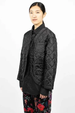 Diamond Quilted Cutaway Jacket Black