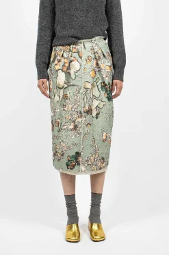 Distressed Floral Pencil Skirt